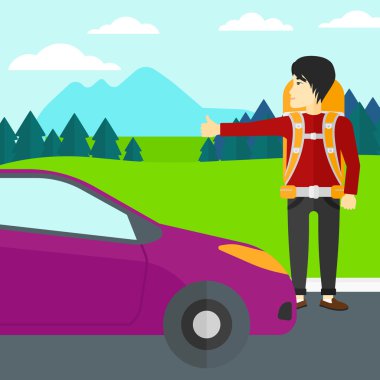 Genç adam otostop çekiyor..