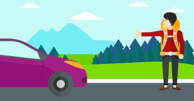 Genç adam otostop çekiyor..