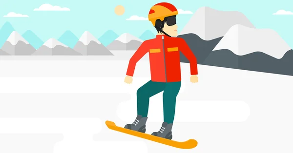 Młody człowiek, snowboard. — Wektor stockowy
