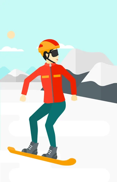 Young woman snowboarding. — Stock Vector