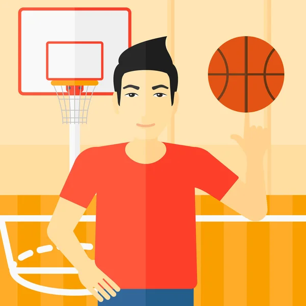 Basketballspieler dreht Ball. — Stockvektor