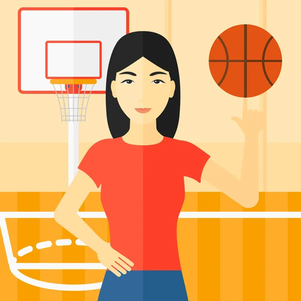 Basketbal speler draaiende bal. — Stockvector