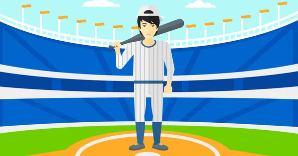 Baseballspieler mit Schläger. — Stockvektor