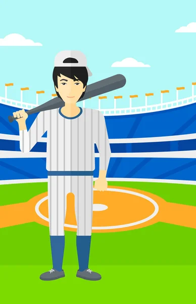 Giocatore di baseball con pipistrello. — Vettoriale Stock