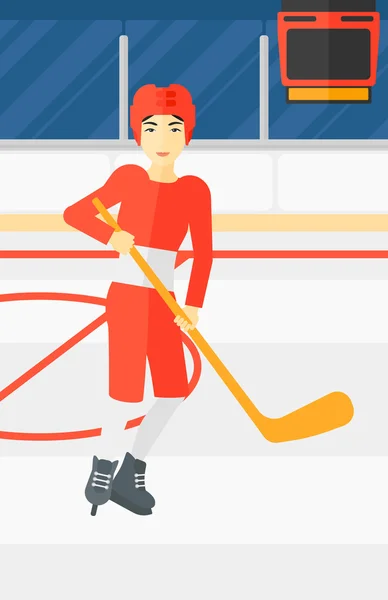 Ice-hockey player with stick. — Stock Vector