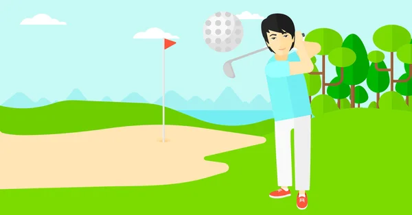 Golf player hitting the ball. — Stock Vector