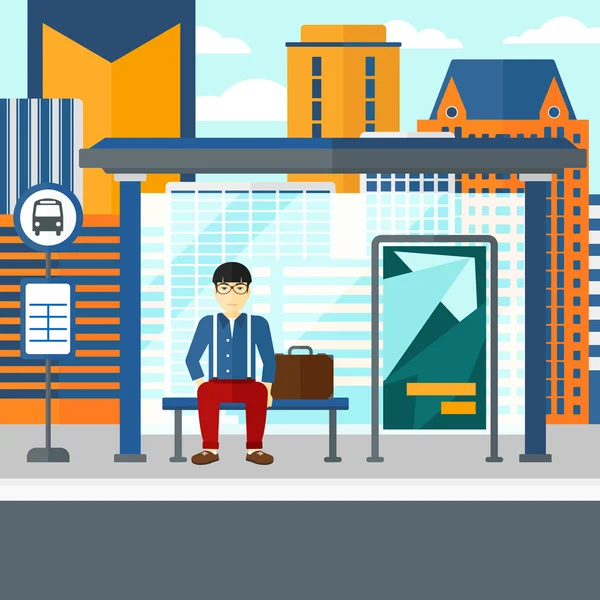 Man waiting for bus. — Stock Vector