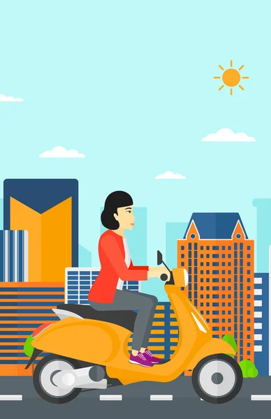 Woman riding scooter. — Stock Vector