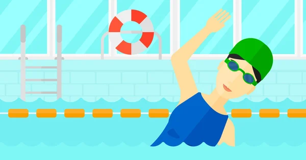 Swimmer training in pool. — Stock Vector