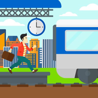 Platform boyunca koşan adam.