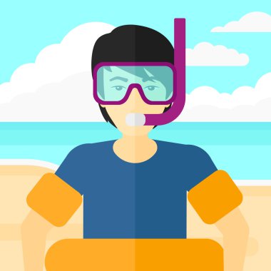 Ekipman yüzme ile adam.