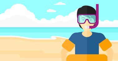 Ekipman yüzme ile adam.