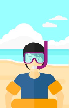 Ekipman yüzme ile adam.