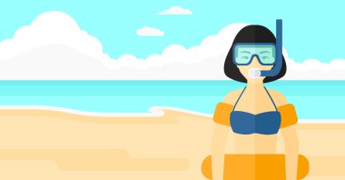 Woman with swimming equipment.