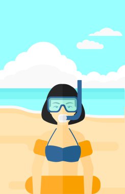 Woman with swimming equipment.