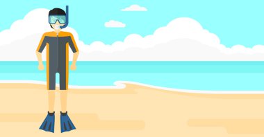 Ekipman yüzme ile adam.