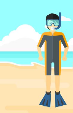 Ekipman yüzme ile adam.