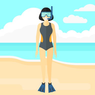 Woman with swimming equipment.