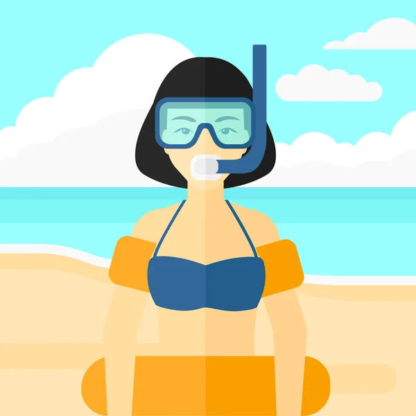 Woman with swimming equipment. — 스톡 벡터