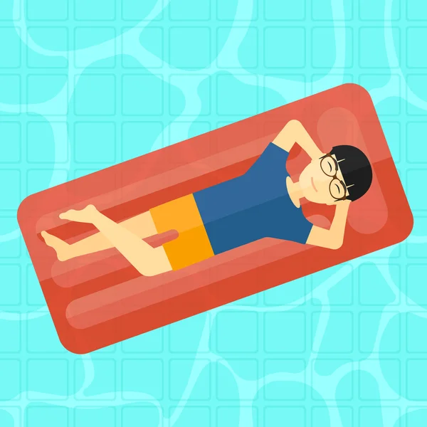 Homem relaxante na piscina . — Vetor de Stock
