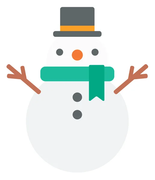 Muñeco de nieve divertido en sombrero . — Vector de stock