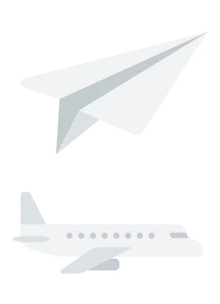 Passagierflugzeug und Papierflugzeug. — Stockvektor
