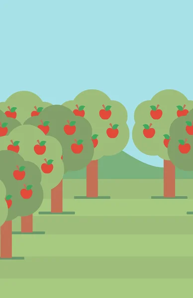 Fondo de árboles con manzanas rojas . — Archivo Imágenes Vectoriales