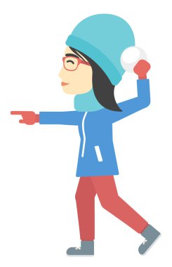 İçinde kartopu oynayan kadın.