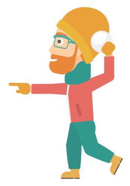 İçinde kartopu oynayan adam.