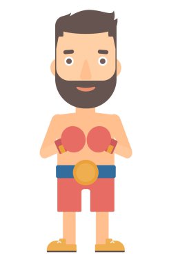 Kendine güvenen boksör eldivenleri.