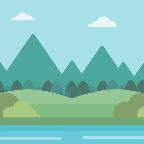 Fond de paysage avec montagnes et rivière . — Image vectorielle
