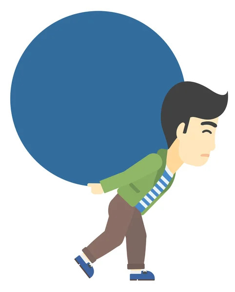 Man carrying big ball. — Stock Vector