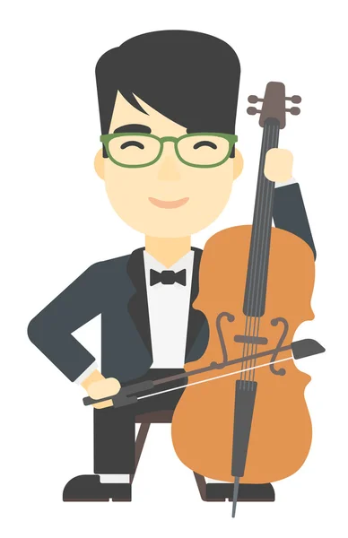 Člověk hraje violoncello. — Stockový vektor
