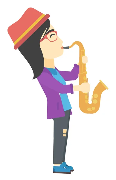 Woman playing saxophone. — Stock Vector