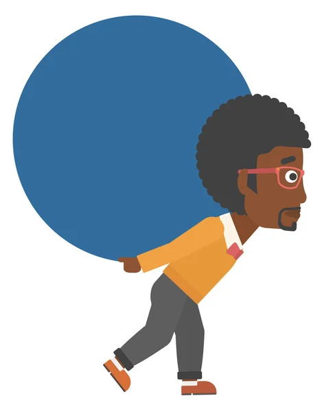 Homme portant une grosse balle . — Image vectorielle