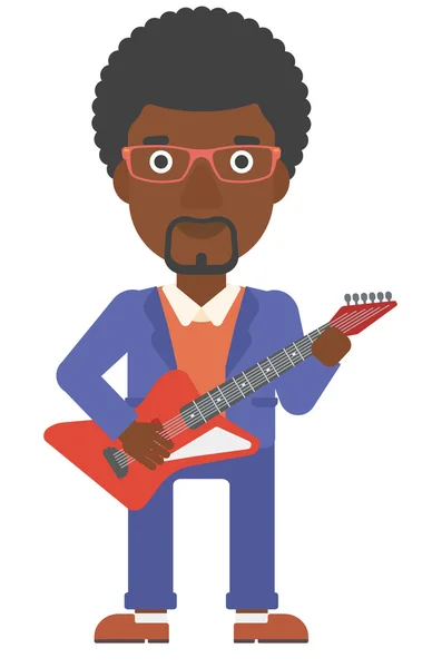 Musician playing electric guitar. — Stock Vector