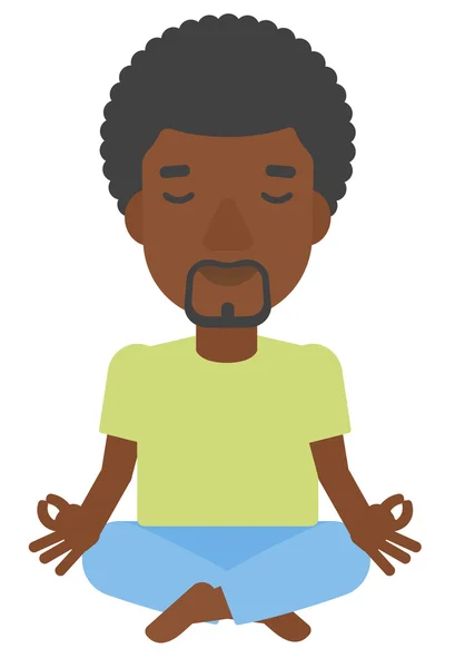 Man meditating in lotus pose. — Stock Vector