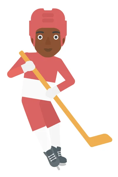 Jugadora de hockey sobre hielo . — Vector de stock