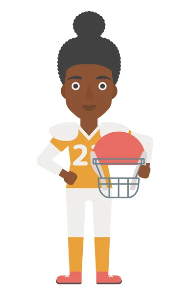Rugby player with ball and helmet in hands. — Stock Vector