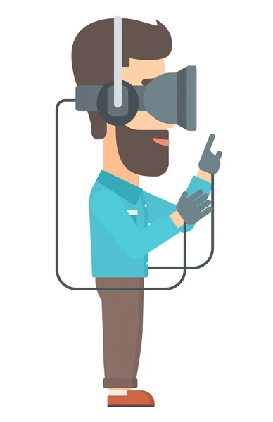 Homme portant casque de réalité virtuelle. — Image vectorielle