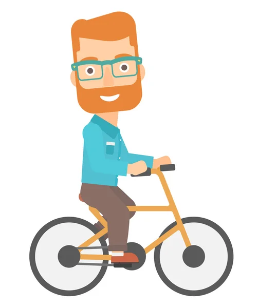 El hombre en bicicleta al trabajo . — Vector de stock