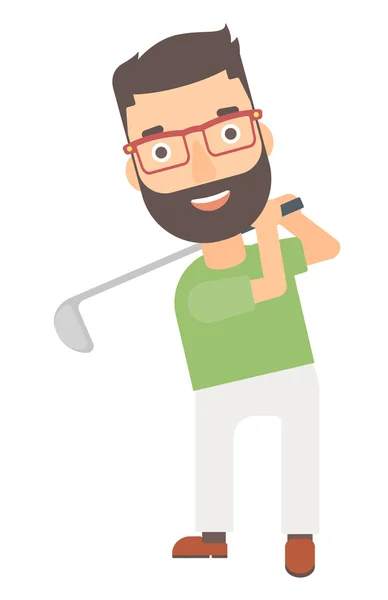 Joueur de golf frappant la balle . — Image vectorielle