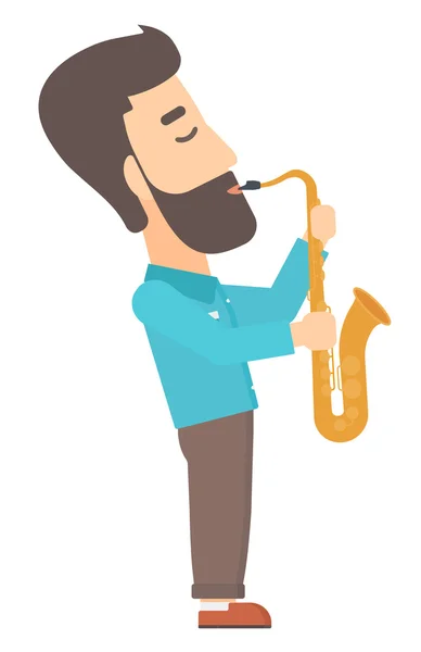 Hombre tocando el saxofón. — Vector de stock