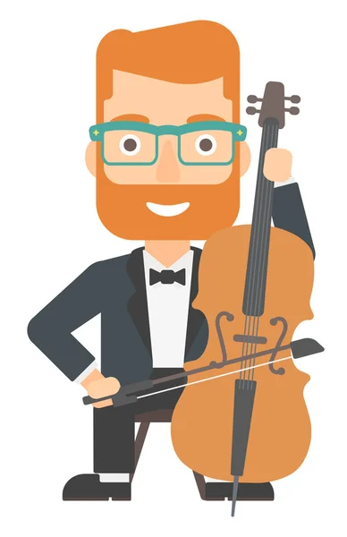 Man spelen cello. — Stockvector