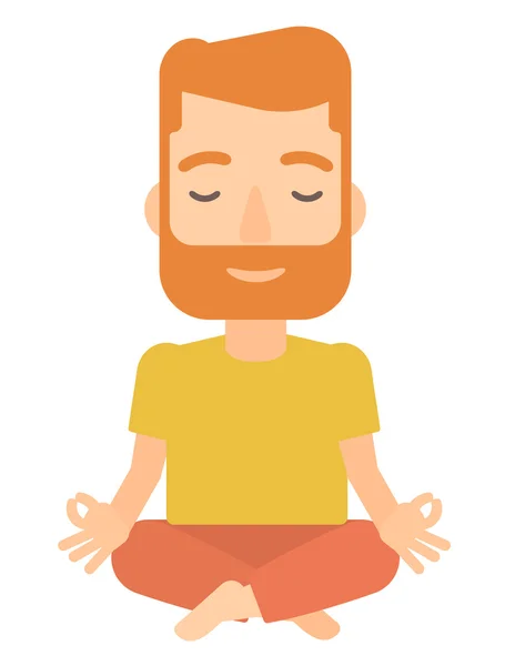 Man meditating in lotus pose. — Stock Vector