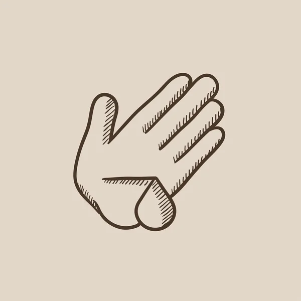 Zraněný palm skica ikony. — Stockový vektor