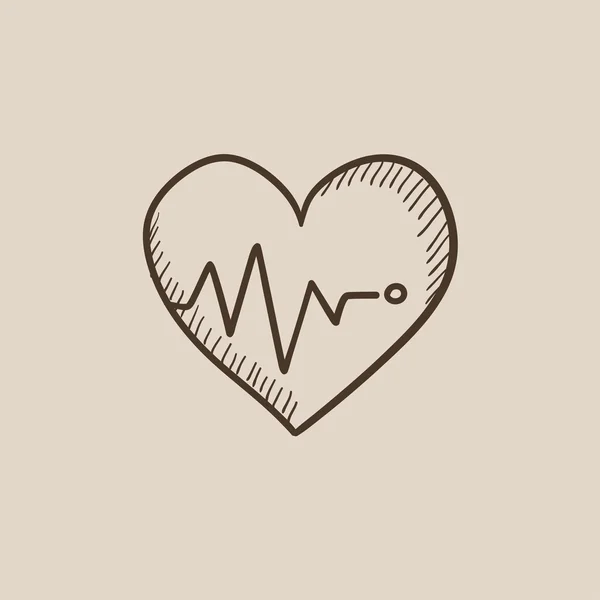 Hart met cardiogram schets pictogram. — Stockvector