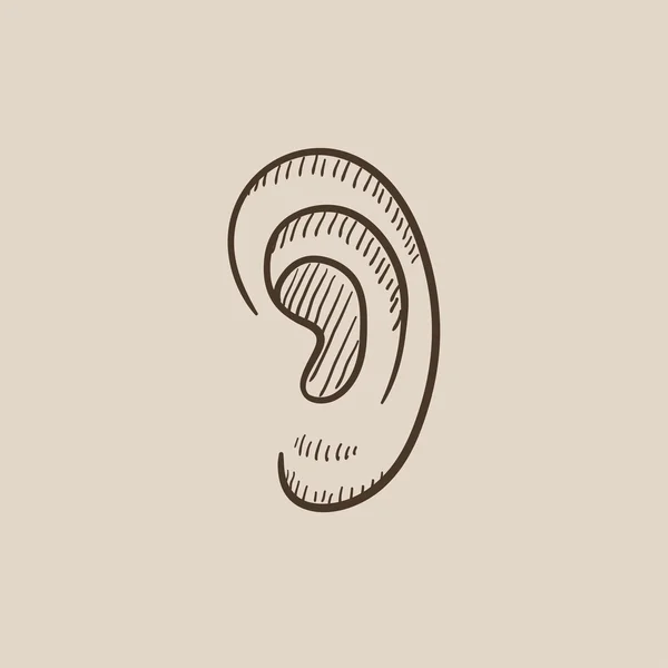 Mänskliga örat skiss ikon. — Stock vektor
