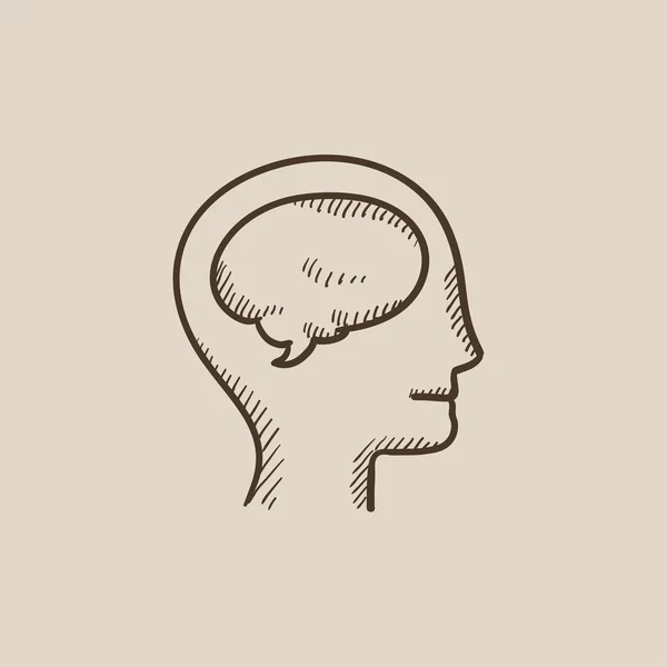 Human head with brain sketch icon. — Stock Vector