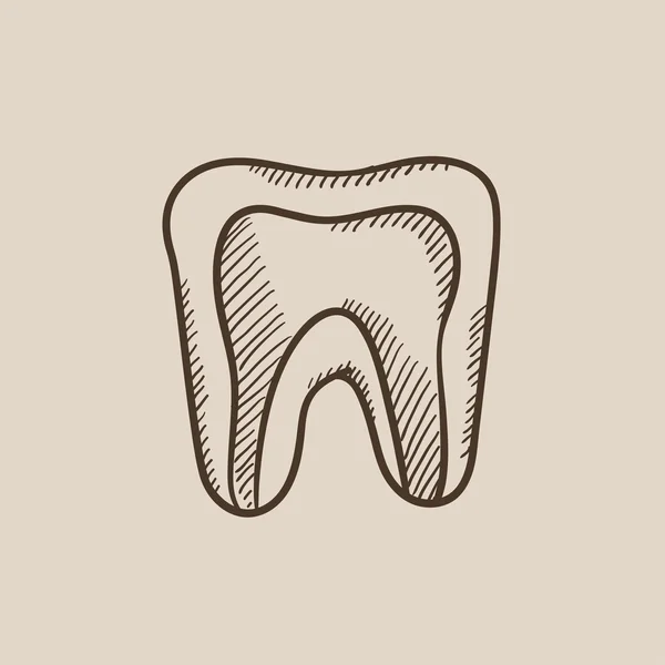 Diente molar icono del boceto . — Vector de stock